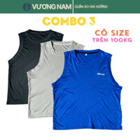 COMBO 3 Áo ba lỗ sát nách nam Tanktop thun lạnh co giãn thể thao dập vân VNO70