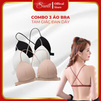 Combo 3 Áo bra 2 dây cài trước chất cotton gân, Set 3 Áo ngực nữ mút mỏng không gọng SAVILL B715