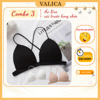 Combo 3 Áo Bra Nữ Cài Trước Tiện Lợi - Set 3 Áo Lót Không Gọng Chất Cotton Cao Cấp VALICA B715