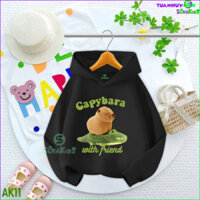 Combo 3 Áo Hoodie bé gái ,bé trai Capybara with Áo khoác mùa đông, Áo có mũ trùm đầu.AK11 -TH