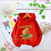 Combo 3 Áo Hoodie bé gái ,bé trai Capybara with Áo khoác mùa đông, Áo có mũ trùm đầu.AK11 -baby