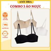Combo 3 Áo Ngực Nữ Cup Ngang - Set 3 Áo Lót Nữ Không Gọng Nâng Ngực Mút Mỏng Su Mịn AMYBRA A4280