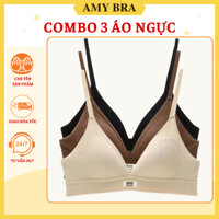 Combo 3 Áo Ngực Nữ Cup V Mút Mỏng Nâng Ngực - Set 3 Áo Lót Nữ Không Gọng Cá Tính Cực Chất AMYBRA A310