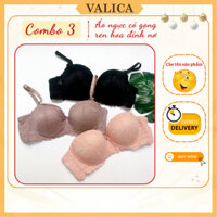 Combo 3 Áo Ngực Ren Có Gọng Nâng Ngực - Set 3 Áo Lót Nữ Mút Dày Cup Ngang Quyến Rũ VALICA A8833