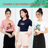 Combo 3 áo phông nữ Áo dáng suông vừa Áo phông cotton mềm mịn thoáng mát họa tiết xinh - thương hiệu Fam