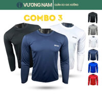 COMBO 3 Áo thun nam chống nắng dài tay, áo giữ nhiệt cao cấp đẹp co giãn 4 chiều ôm body VNO87