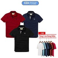 Combo 3 Áo thun nam cổ bẻ   Tặng 1 áo thun cổ tròn hàng hiệu  vải cá sấu - EZ338 - Đỏ đô - Xanh đen - Đen - XL