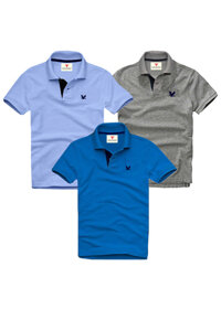 Combo 3 Áo thun nam cổ bẻ   Tặng 1 áo thun cổ tròn hàng hiệu  vải cá sấu - EZ338 - Xanh môn - Xám đậm - Xanh dương - L