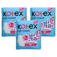 Combo 3 băng vệ sinh ban ngày Kotex Khô Thoáng chống tràn có cánh 8 miếng/bịch