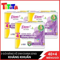 Combo 3 Băng vệ sinh Diana Sensi Hàng Ngày Kháng Khuẩn 40  4 miếnggói x 3