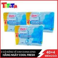 Combo 3 Băng vệ sinh Diana Sensi Hàng Ngày Cool Fresh 40  4 miếnggói X3