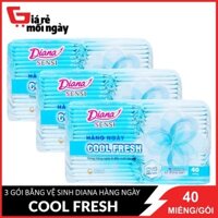 Combo 3 Băng vệ sinh Diana Sensi Hàng Ngày Cool Fresh 40 miếng/gói