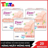 COMBO 3 Băng vệ sinh Diana Sensi Hàng ngày Mỏng nhẹ 20 miếnggói X3