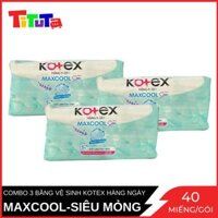 Combo 3 Băng Vệ SInh Kotex Hằng Ngày Maxcool Chiếc Suất Lavender 40 MiếngGói