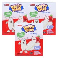 Combo 3 Bánh Gạo Ăn Dặm Cho Trẻ Em Happy Bites Táo 50g
