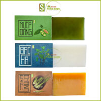 Combo 3 bánh xà bông mướp đắng, bạc hà,sả chanh xà phòng htx sinh dược (tặng kèm túi lưới)