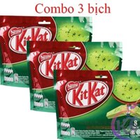 Combo 3 bịch Bánh Socola Kitkat Trà Xanh 8 thanh / bịch 136g (8 x 17g) - Nestle Cocoa - bánh xốp phủ Sô Cô La