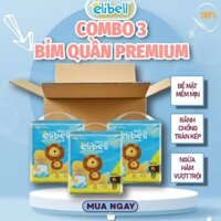 Combo 3 bịch bỉm quần Elibell Premium mềm mỏng, siêu thấm hút size M52/L44/XL38/XXL26 cho bé từ 6-26kg.(Hàng Chính Hãng)