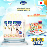 Combo 3 bịch bỉm Quần OMOTA Ngon Giấc Size S56/ M46/ L44/ XL42/ XXL40/XXXL40, Khô Thoáng Suốt Đêm