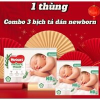 COMBO 3 BỊCH BỈM TẢ DÁN NEWBORN của HUGGIES PLATINUM NATURE MADE ( 60 miếng + bé dưới 5kg)