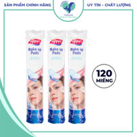 Combo 3 bịch Bông tẩy trang TIPPYS 100% cotton tự nhiên 120 miếng an toàn cho da nhạy cảm và mụn