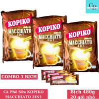 [COMBO] 3 Bịch cà phê sữa hoà tan 3in1 KOPIKO MACCHIATO -Cafe KOPIKO bịch 480g(20gói nhỏ)