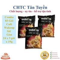 Combo 3 Bịch Cà phê Wakeup Sài Gòn mỗi bịch 24 gói x 19g.