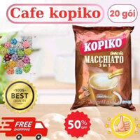 (Combo 3 bịch) cafe sữa hòa tan, kopiko, nhiều thành phần dinh dưỡng, mùi vị thơm ngon, ngọt dịu, hương cafe