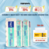 Combo 3 Bịch Giấy Vệ Sinh Hàn Quốc Hoàng Gia 10 Cuộn Mềm Mịn Tặng Kèm 1 Gói Giấy Rút Lớn
