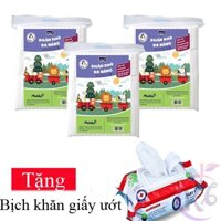 Combo 3 bịch Khăn vải khô đa năng Mobby bịch 270 tờ (300g) Tặng 1 bịch khăn giấy ướt 80 tờ - khăn vải khô cao cấp