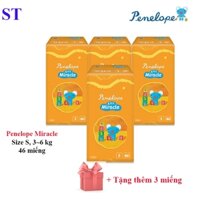 Combo 3 bịch tã dán ban đêm hàng nội địa Hàn Quốc Penelope Miracle Size S từ 3-6kg (46 miếng)