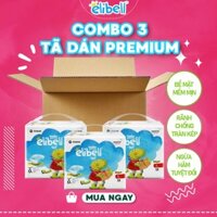 Combo 3 bịch Tã dán Elibell Premium nội địa Nga mềm mỏng, siêu thấm hút size Newborn24/S76/M64/L54/XL44 (2-17kg).
