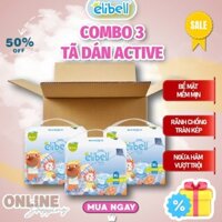 Combo 3 bịch tã dán Elibell Active nội địa Nga siêu mềm mỏng,thấm hút tốt size S48/M44/L40 cho bé (từ 4-14kg)