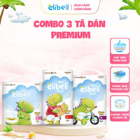 Combo 3 bịch tã dán Elibell Premium nội địa Nga mềm mỏng, siêu thấm hút size Newborn24/S76/M64/L54/XL44 cho bé từ 2-17kg