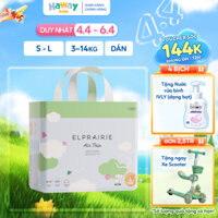 Combo 3 bịch tã Dán ELPRAIRIE Air Thin siêu mỏng nhẹ, siêu thấm hút, mềm mại, size S34/M30/L26 HAWAY