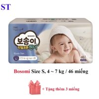 Combo 3 bịch tã dán hàng nội địa Hàn Quốc Bosomi Size S từ 4-7kg (46 miếng)