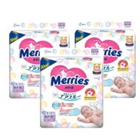 Combo 3 Bỉm dán Merries Newborn SS90 (Date 6/2025)