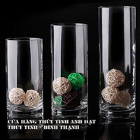 COMBO 3 Bình bông thủy tinh trang trí ĐK10 x H20, 30, 40, Bình cắm hoa thủy tinh trụ, lọ hoa hình trụ, ống trụ tròn