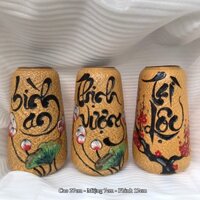 Combo 3 Bình Hoa Gốm Bát Tràng Bình An Thịnh Vượng Tài Lộc GTH318