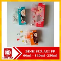 Combo 3 Bình sữa Agi PP 60ml - 140ml - 250ml cho bé sơ sinh và trẻ em