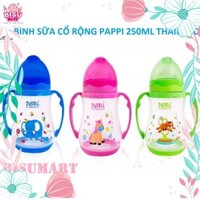 COMBO 3 Bình Sữa PP cổ rộng tay cầm Pappi 250ml Thailand BPA FREE