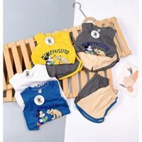 Combo 3 bộ đồ ba lỗ hoạt hình bé trai, chất liệu thun co dãn, size 4-20kg