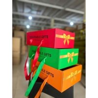 Combo 3 Bộ hộp đựng quà tặng, hoa quả nắp mica hình chữ nhật