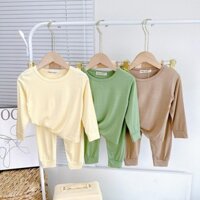 Combo 3 Bộ quần + áo dài tay màu trơn thun lạnh HS cho bé 4 đến 15kg