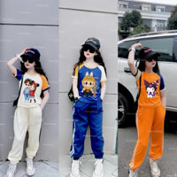 Combo 3 bộ quần dài áo cộc bé gái chất cotton su
