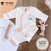 Combo 3 bộ thun lạnh dài tay in ngục cho bé sơ sinh đến 9 tháng