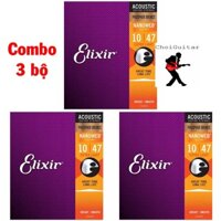 Combo 3 bộ USA Elixir 16002 Nanoweb (10-47) - Dây Đàn Guitar Thùng