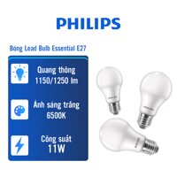 Combo 3 bóng Philips LED bulb Essential E27 11W ánh sáng trăng 6500K