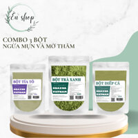 Combo 3 Bột Ngừa Mụn và Mờ Thâm OBAXUA gồm bột Trà Xanh, Diếp Cá, Tía Tô (75gx3)