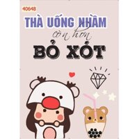 Combo 3 bức tranh 3D trang trí quán trà sữa có keo sẵn bóc dán